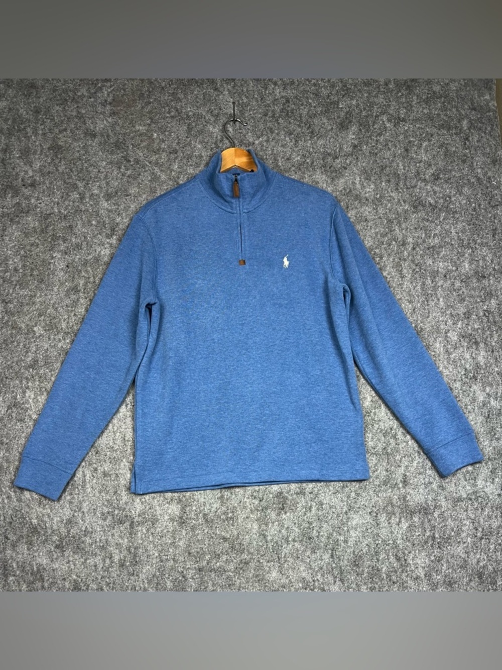 Ralph Lauren Blue Half-Zip Sweater with Pony Logo Size M